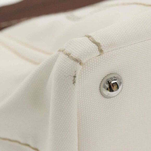 PRADA Canapalage Hand Bag Canvas White Silver 1BG350 Auth 101308SV - Picture 10 of 15